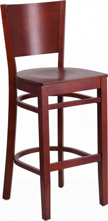 Lacey Collection Xu-dg-w0094bar-mah-mah-gg 43.5" Bar Stool With .625" Thick Beechwood Seat Plastic Floor Glides And Solid European Beech Hardwood Construction