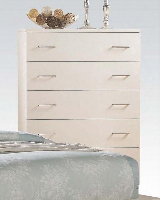 London Collection 21066 38" Chest With 5 Drawers Nickel Hardware Center Metal Glide Drawer Pine Solid Wood And Ash Veneer Materials In White