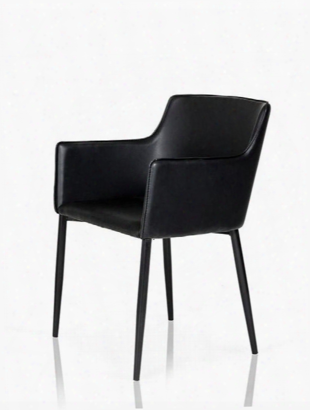 Modrest Agena Collection Vgley115 19" Dining Chair With Painted Tapered Legs And Leatherette Upholstery In Black