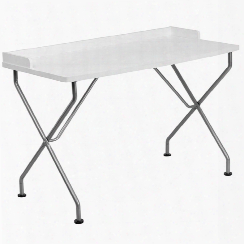 Nan-jn-2116-wh-gg White Computer Desk With Silver