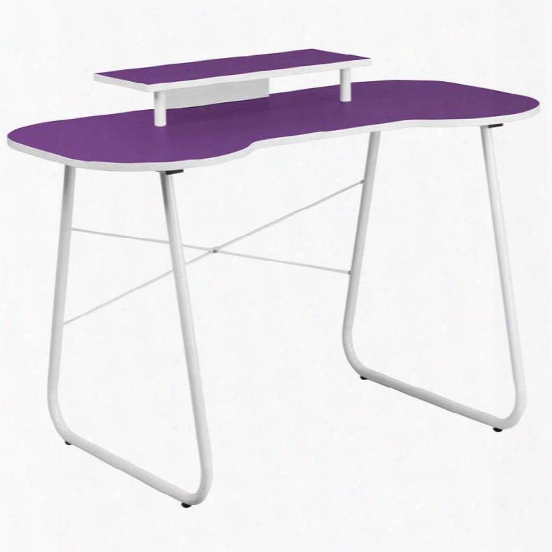 Nan-jn-2360-mt-pu-gg Purple Computer Desk With Monitor Stand And White