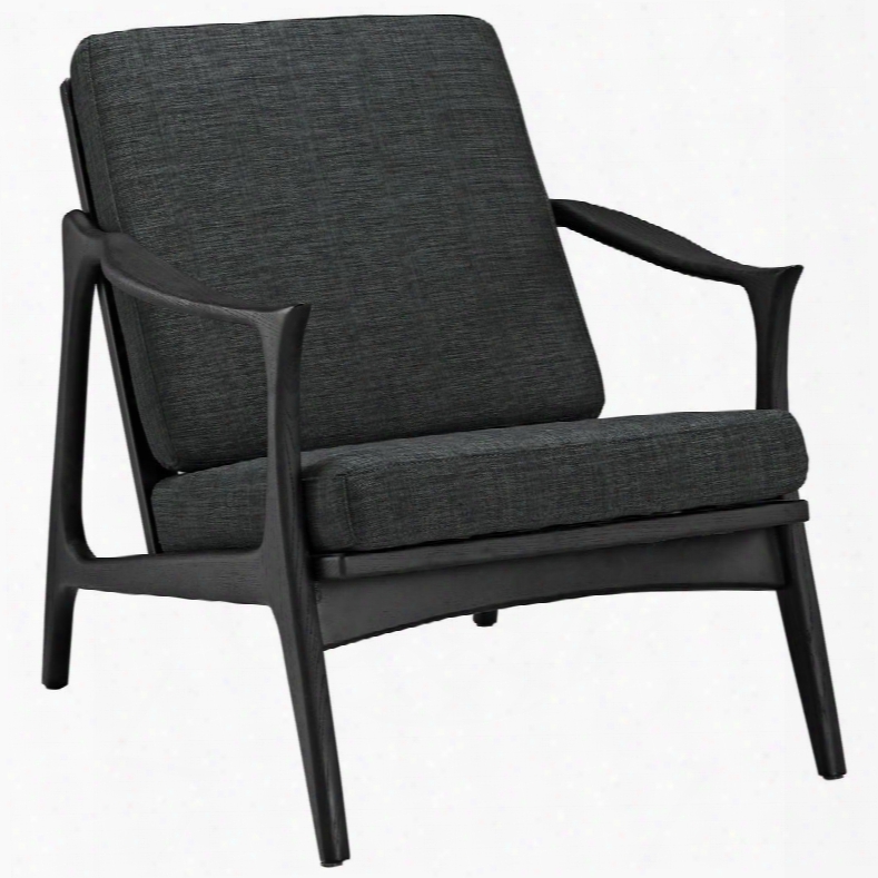 Pace Collection Eei-1447-blk-gry 32" Armchair With Removable Cushions Solid Ash Wood Frame And Fabric Upholstery In Black Grey