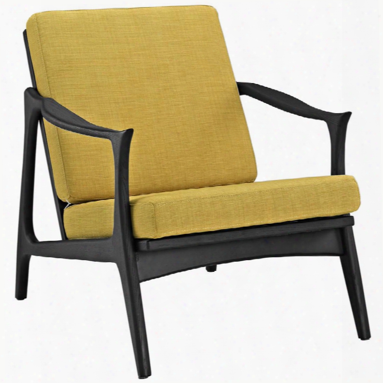 Pace Collection Eei-1447-blk-yw 32" Armchair With Removable Cushions Solid Ash Wood Frame And Fabric Upholstery In Black Yellow