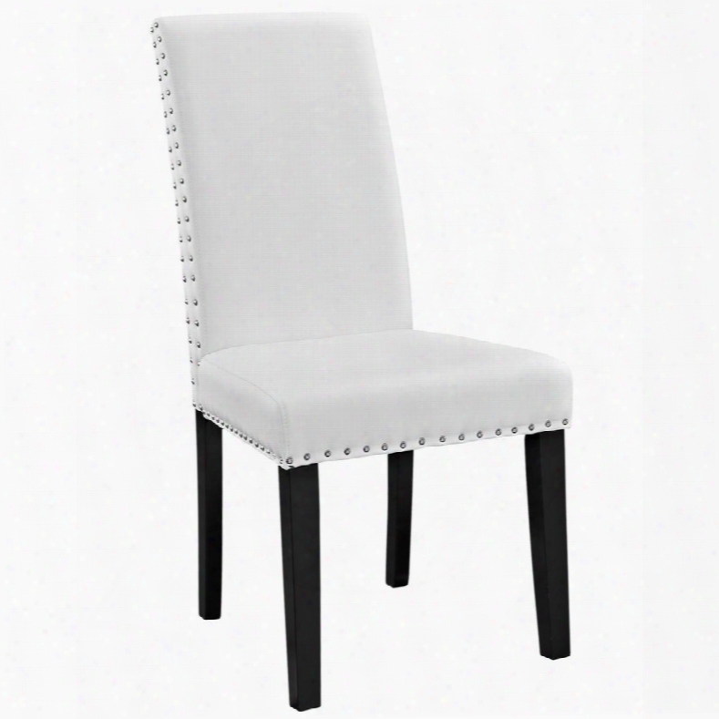 Part Collection Eei-1491-whi 19" Side Chair With Solid Stained Wood Legs Nail-head Trim And Vibyl Upholstery In White