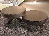 VGBBMH1307 Modrest 24" Round Coffee Table Set with 2 Tables 1 Pull Out Drawer on Each Table and Metal Base in Brown Oak