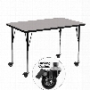 XU-A3048-REC-GY-H-A-CAS-GG Mobile 30'W x 48'L Rectangular Activity Table with 1.25' Thick High Pressure Grey Laminate Top and Standard Height Adjustable