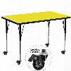 XU-A3672-REC-YEL-H-A-CAS-GG Mobile 36'W x 72'L Rectangular Activity Table with 1.25' Thick High Pressure Yellow Laminate Top and Standard Height Adjustable