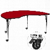 XU-A4896-KIDNY-RED-T-A-CAS-GG Mobile 48'W x 96'L Kidney Shaped Activity Table with Red Thermal Fused Laminate Top and Standard Height Adjustable