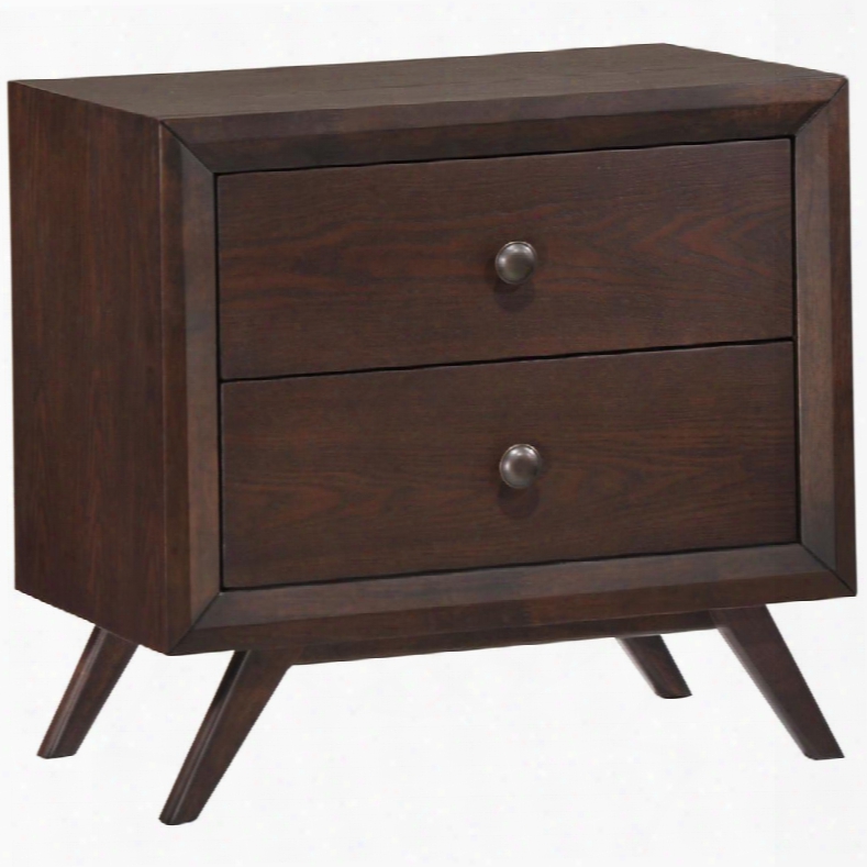 Tracy Mod5240cap 22" Nightstand With 2 Drawers Platform Leg Base Metal Handles China Sh Veneer And Rubberwood Materials In Cappuccino