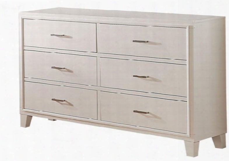 Tyler Collection 22545 58" Dresser With 6 Drawers Center Metal Drawer Glide Brushed Nickel Hardware Rubberwood And Gum Veneer Materials In White