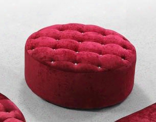 Vg2t0618-otto Divani Casa Cosmopolitan Round Ottoman With 100% Polyester Fabric And Tufted With Artificial Crystals In