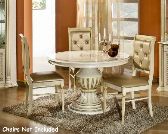Vgaccrosella-round-beige Modrest Rossella Round Extendable Dining Table With Roman Designs Made In Italy And High Glosss Coating In Beige