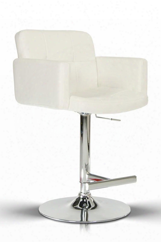 Vgcbt1040-wht Modrest 24" Barstool With Chrme Plated Adjustable Pneumatic Base Swivel Top And Eco-leather Upholstery In