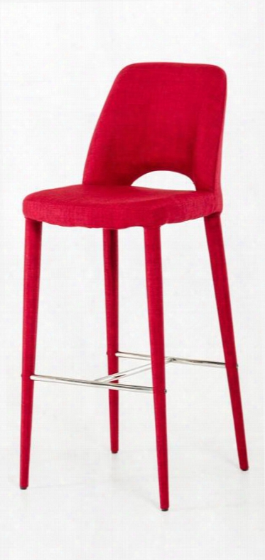 Vgeumc-8980ch-b-red Modrest Williamette Bar Stool With Metal Frame Square Seat Oplished Stainless Steel Footrest And Fabric Upholstery In