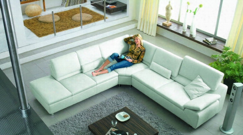 Vgev-sp-2914 Divani Casa Sectional Sofa With Polished Metal Legs And Bonded Leather Upholstery In