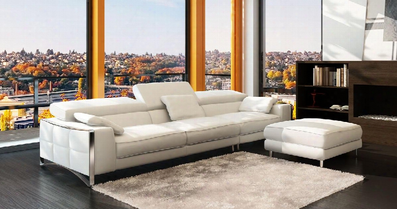 Vgev5060b Divani Casa 5060b Modern White Bonded Leather 4-seater Sofa W/