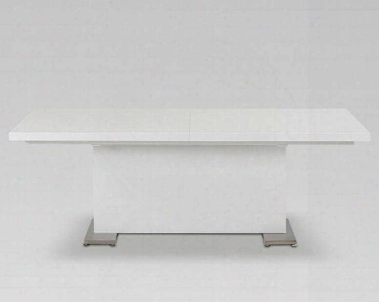 Vggu-bono2 Modrest Bono "t" Extendable Dining Table With Two-tier Polished Satin Legs And High Gloss Base In White