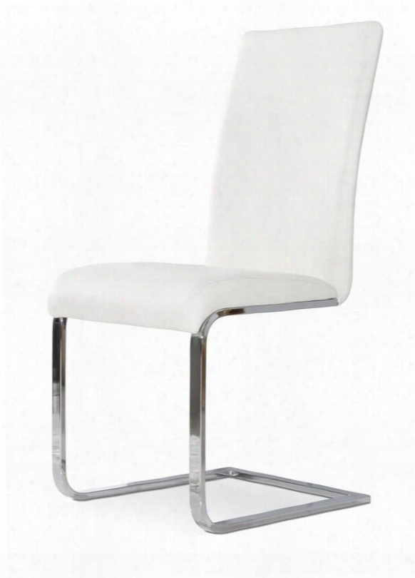 Vgguya8011-wht Modrest Crane Dining Chair With L-shaped Base Chrome Plated Metal Frame And Leatherette Upholstery In