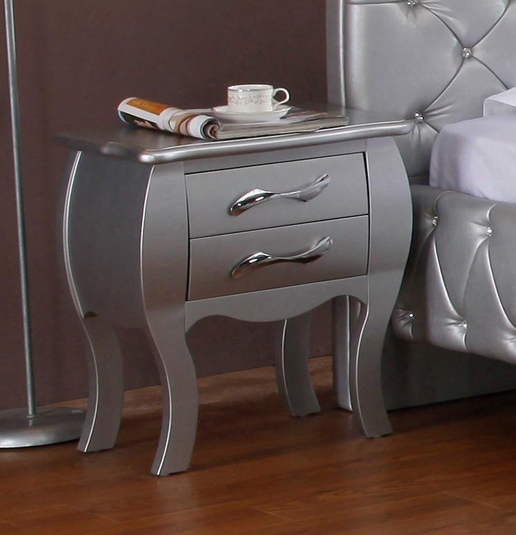 Vgkcplatinum-ns Modrest Monte Carlo Nightstand With 2 Drawers Mdf Frame Metal Handles And Hard Solid Wood Legs In