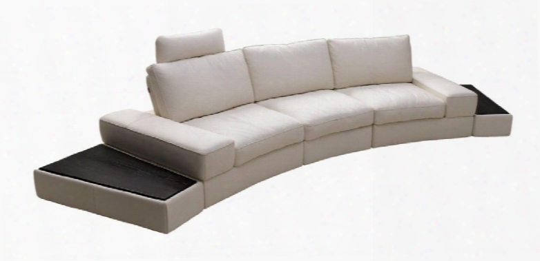 Vgkk1295b-m-wht Divani Casa Lilac Sectional Sofa With Curved Frame Three Movable Lift Back Seats No-sag Springs And Leather Upholstery In