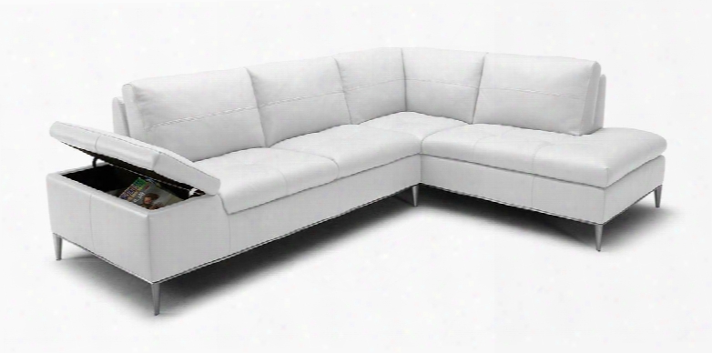 Vgkk1788-wht Divani Casa Gardenia 111" Sectional Sofa With Chaise Storage Compartment Wide Arm Rest Plush Cushioning And Half Leather Upholstery In