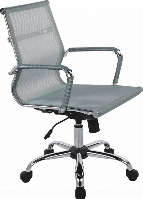 Vglfwx-04a-gry Mpdrest Julia Swivel Office Chair With Adjustable Height Stationary Armrests Tilt Control Castors Stainless Steel Frame Mesh Fabric Seat