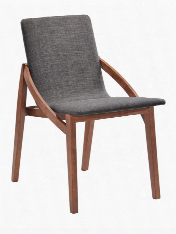 Vgmami-320-esp Modrest Jett Dining Chair With Para Rubber Tree Wooden Frame Tapered Legs And Espresso Fabric Upholstery In Walnut