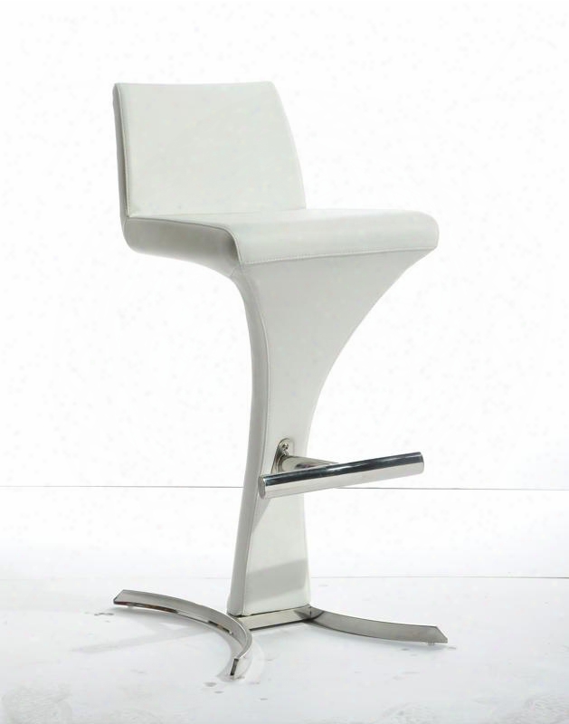 Vgoba99-p-wht Modrest Ascella Bar Stool With Curved Base Chrome Footrests And Leatherette Upholstery In