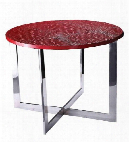 Vgunaa-835-60 A&x Flair 23.5" End Table With Stainless Steel Legs And Crocodile Texture Top In