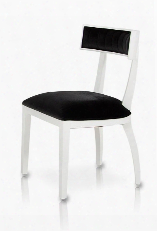 Vgunaa032-wht A&x 25" Dining Chair With High Gloss Tapered Legs And Black Fabric Upholstery In White