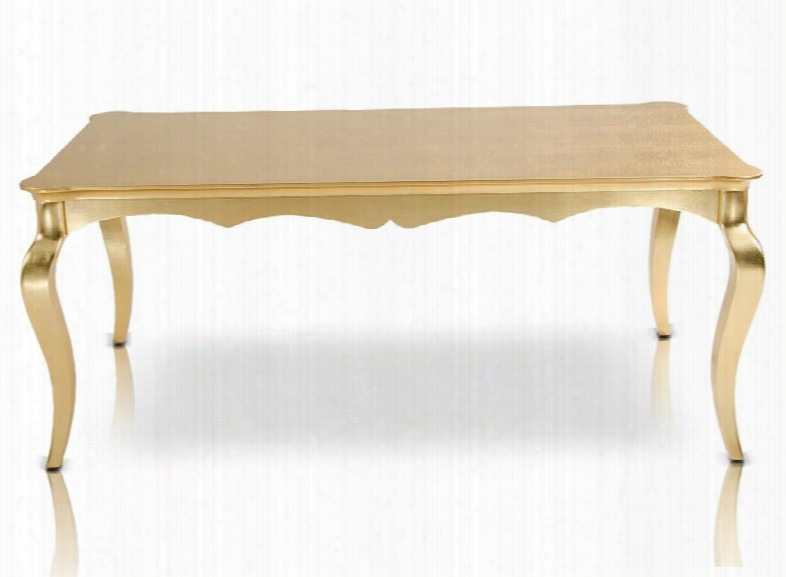 Vgunac841-180 A&x Imperial 72.5" Wide Dining Table With Crocodile Lacquer Top In Gold