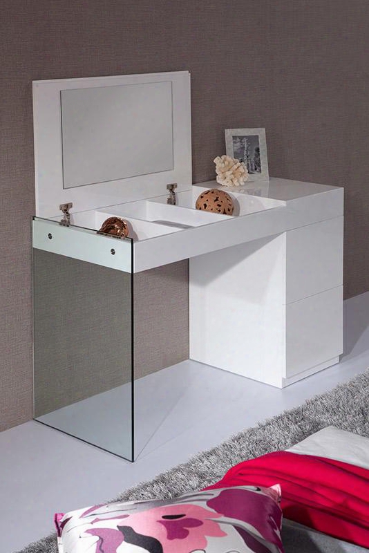 Vgwcc606-van Modeest Volare 49" Floating Glass Vanity With 12mm Tempered Glass Leg 2 Drawers Lift Up Miror With 3 Dividers In White Glossy