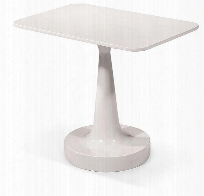 Vgwcpisa-etwht Modrest Pisa 22" Rectangular End Table With Round Sturdy Base In White