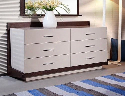 Vgwcsg-d01 Modrest Volterra 55" Dresser With 6 Drawers And Stainless Steel Handles In Grey/brown Oak