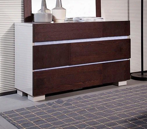 Vgwcsw-01d Modrest Anzio 55" Dresser With 6 Drawers Grey Accent Strip Silent Drawer Gliding Mechanism And Wood Veneer In Brown Oak