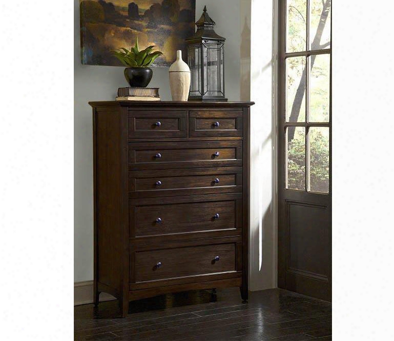 Westlake Wsldm5600 40" 6-drawer Chest With Flet Lined Top Drawers Full Extension Metal Glides And Gunmetal Hardware In Dark Mahogany