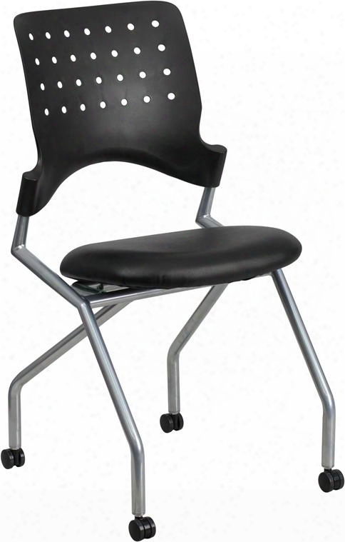 Wl-a224v-lea-gg Galaxy Mobile Nesting Chair With Black Leather