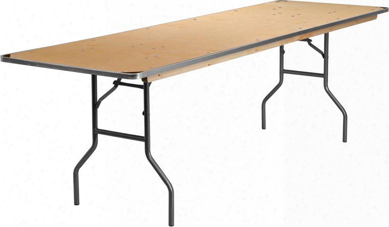 Xa-3096-birch-m-gg 30' X 96' Rectangular Heavy Duty Birchwood Folding Banquet Table With Metal Edges And Protective Corner