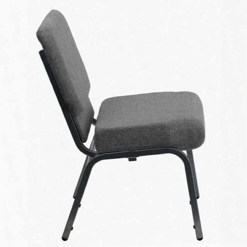 Xu-ch0221-gy-sv-gg Hercules Series 21' Extra Wide Gray Stacking Church Chair With 3.75' Thick Seat - Silver Vein