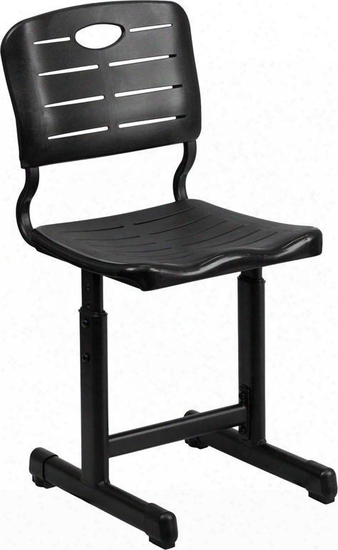Yu-ycx-09010-gg Adjustable Height Black Student Chair With Black Pedestal