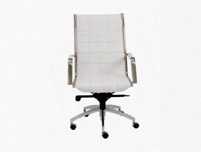 Zander High Back Office Chair In White Leatherette Design By Euro Style