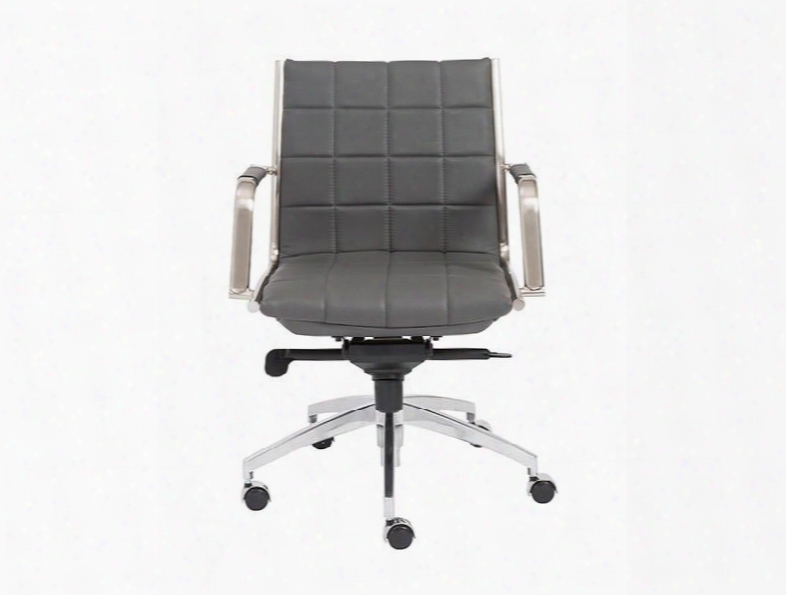 Zander Low Back Office Chair In Grey Leatherette Design By Euro Style