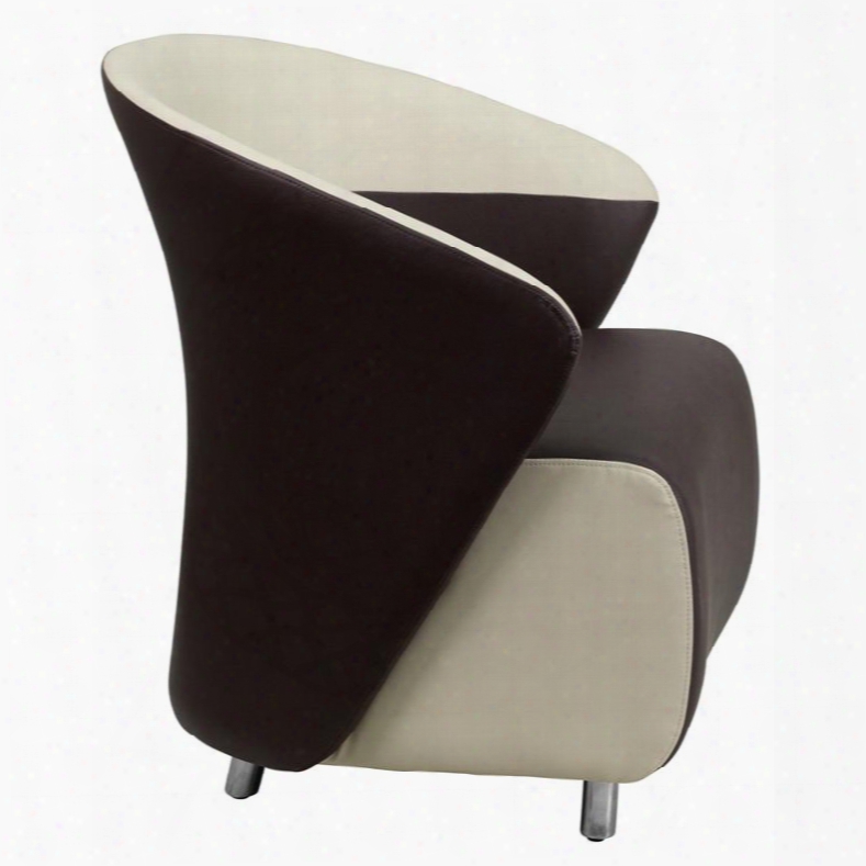 Zb-8-gg Unilluminated Brown Leather Reception Chair With Beige