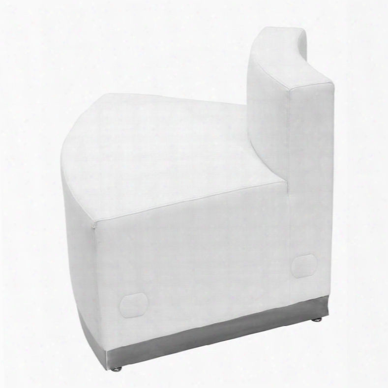 Zb-803-outseat-wh-gg Hercules Alon Series White Leathe Cpnvex Chair With Brushed Stainless Steel