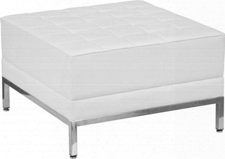 Zb-imag-ottoman-wh-gg Hercules Imagination Series White Leather