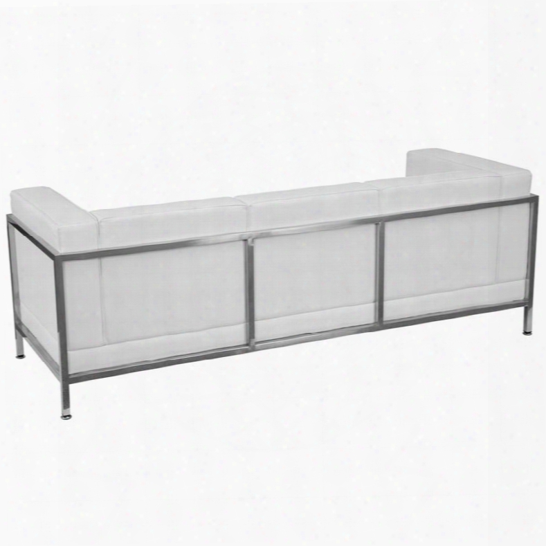 Zb-imag-sofa-wh-gg Hercules Imagination Series Contemporary White Leather Sofa With Encasing