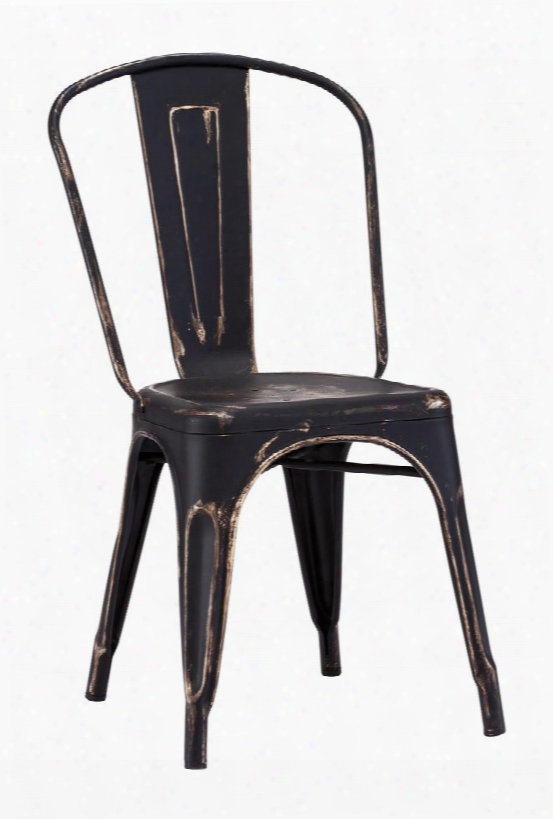 108143 Elio 34" Dining Chair With Classic Design And Tapered Legs In Antique Black