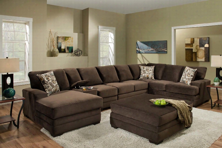 1835005980sec Barstow 4 Pc Sectional + Ottoman With Graffiti Espresso Toss Pillows Reversible Seat Cushions Sinuous Springs And Hi-density Foam Core Cushions