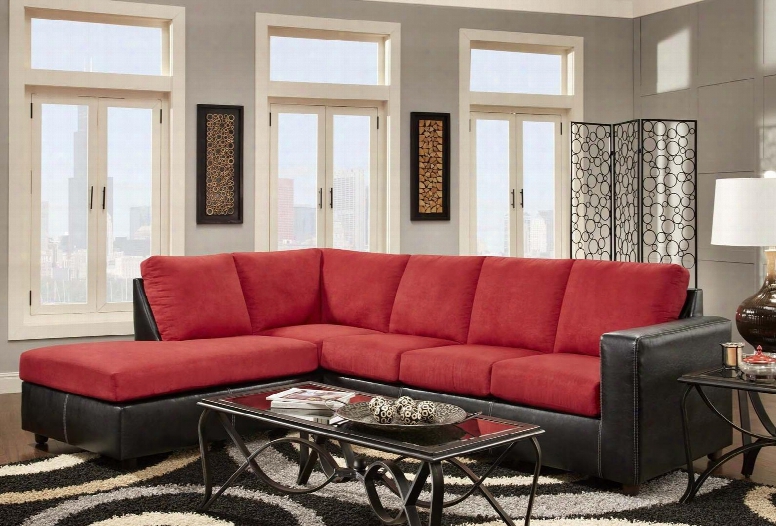 193650-sec-srb Hartford 2 Pc Sectional With Left Arm Facing Chaise Right Arm Facing Sofa Hi-density Foam Cores And Fabric Upholstery In Sensations Red