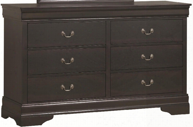 201073r Louis Phillipe 6 Drawer Dresser With Traditional Design Hardwood Construction Metal On Metal Glides English Dovetailing And Brass Metal Handles  In